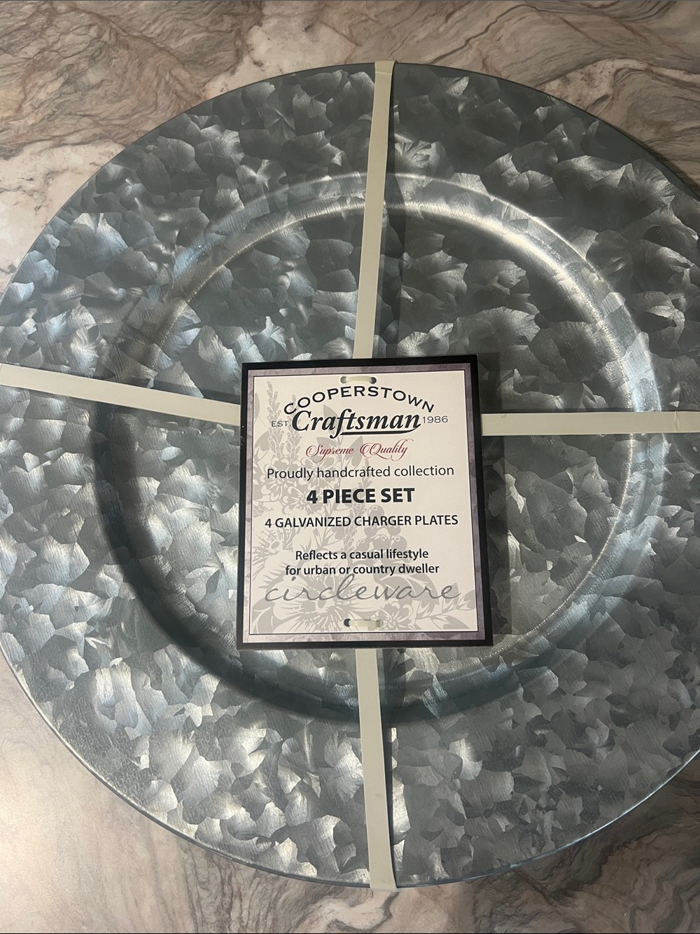 Cooperstown Craftsman Galvanized Charger Plate - Silver (Set of 4)
